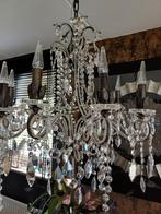 Kroonluchter, 10 armig, kristal met zwarte afwerking., Ophalen, Zo goed als nieuw, Glas