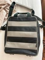 Gestreepte (zwart/taupe) leren laptoptas, Computers en Software, Laptoptassen, Ophalen of Verzenden, 13 inch, Zo goed als nieuw