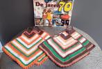 Retro bruin oranje gehaakte pannenlappen, handgemaakt 70, Ophalen of Verzenden, Zo goed als nieuw, Oranje, Overige typen