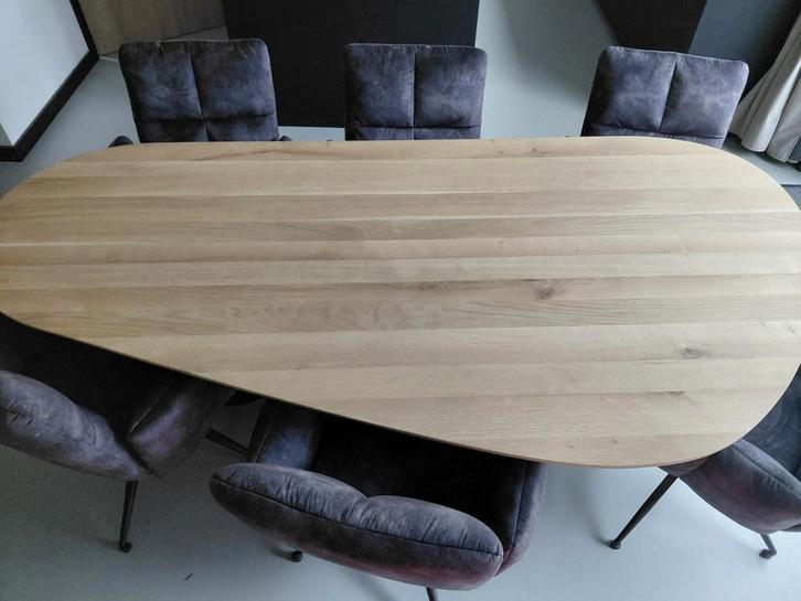 Organische eettafel 220x110cm massief eiken, Huis en Inrichting, Complete eetkamers, Nieuw, Ophalen of Verzenden