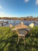 Kunstof tuinset houtlook –nette opklapbare tafel + 4 stoelen, Ophalen, 4 zitplaatsen, Kunststof, Gebruikt