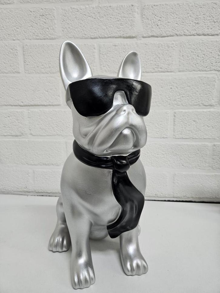 BULLDOG DECORATIE BEELD 40 CM  HOOG , NIEUW , HOND , ZILVER, Huis en Inrichting, Woonaccessoires | Overige, Nieuw, Ophalen of Verzenden
