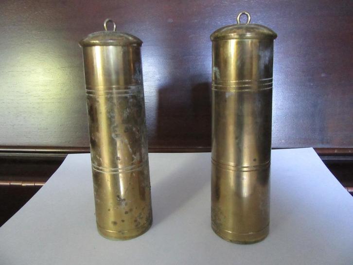 Vintage messing/lood gewichten, 4 kilo, voor klok of schip, Antiek en Kunst, Antiek | Klokken, Ophalen of Verzenden