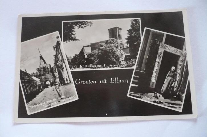 elburg 3 luikkaart fotoglanskaart mooi gelopen 1951, Verzamelen, Ansichtkaarten | Nederland, Gelopen, Gelderland, 1940 tot 1960