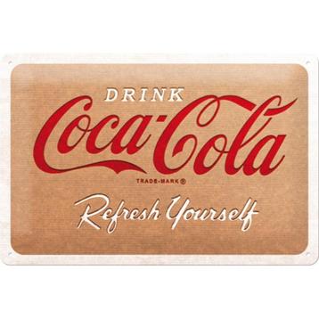 Coca Cola cardboard look relief reclamebord van metaal deco  beschikbaar voor biedingen