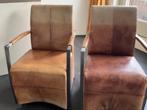 Leren fauteuil / eetkamerstoelen (2 stuks), Ophalen, Gebruikt, 50 tot 75 cm, Leer