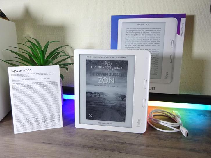 KOBO Libra 2 e-reader, 32GB, wit, in doosje, in nieuwstaat, Computers en Software, E-readers, Zo goed als nieuw, 7 inch, 16 GB of meer