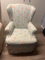 Charmante fauteuil met bloemenmotief, Ophalen, Gebruikt, Stof, 75 tot 100 cm