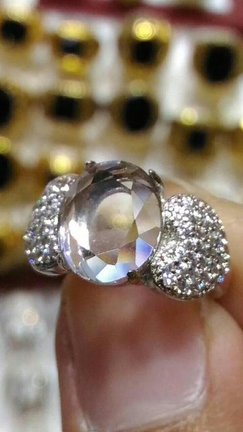 Elegante Damesring met stralende Witte Aquamarijn CAR37, Sieraden, Tassen en Uiterlijk, Ringen, Nieuw, Dame, Wit, Overige materialen