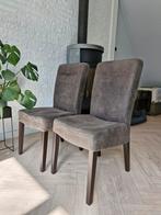 Grijs/bruine eetkamer stoelen 4x, Huis en Inrichting, Grijs, Vier, Gebruikt, Stof