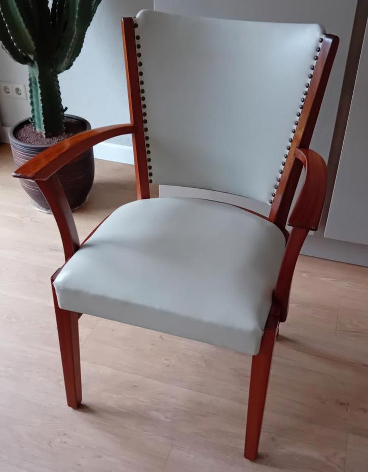 Set van 6 unieke eetkamerstoelen in Mid-Century stijl, Huis en Inrichting, Stoelen, Gebruikt, Bruin, Ophalen of Verzenden