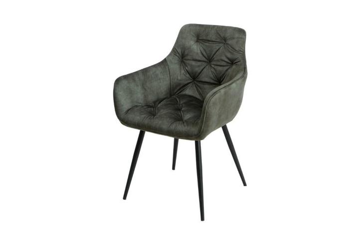 Eetkamerstoel Houston Groen, Huis en Inrichting, Stoelen, Nieuw, Eén, Hout, Kunststof, Leer, Metaal, Riet of Rotan, Stof, Overige materialen