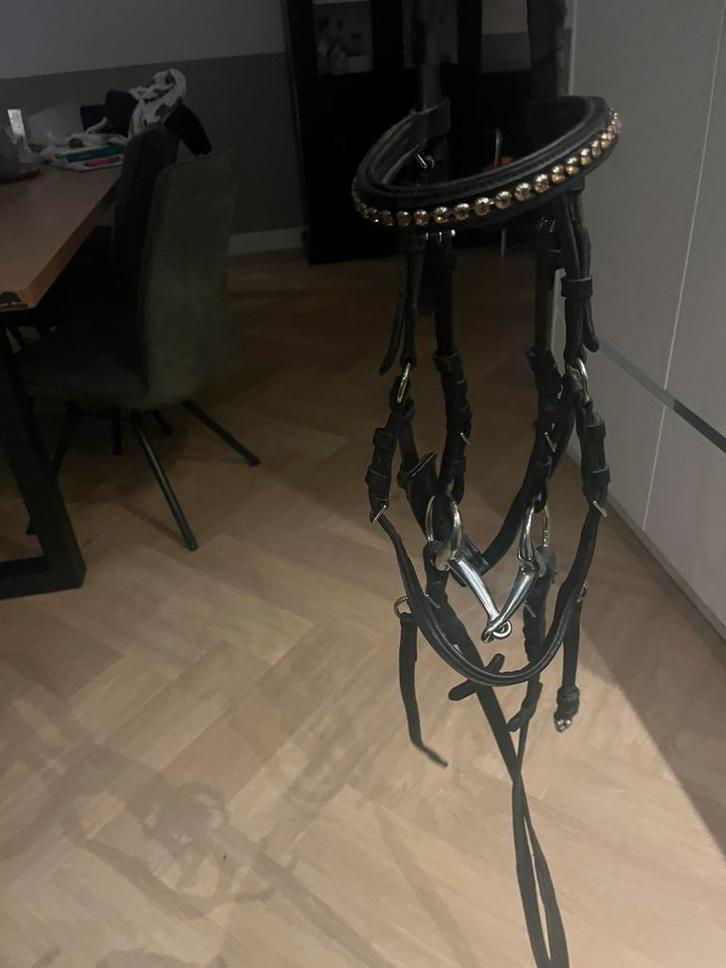 Mooi leer hoofstel, Dieren en Toebehoren, Paarden en Pony's | Hoofdstellen en Tuigage, Zo goed als nieuw, Dressuur, Ophalen of Verzenden