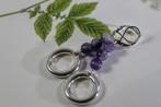 Amethist oorbellen met zilver ringen, Overige materialen, Hangers, Nieuw, Ophalen of Verzenden