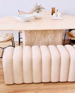 Nieuw in doos! Off white bankje ribbels fijn boucle, 125 cm of meer, Nieuw, Ophalen of Verzenden, Stof