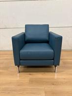 Rolf Benz Blauwe Leren Fauteuil, Ophalen, Nieuw, 75 tot 100 cm, Rolf benz