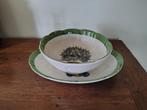 Kom en schaal, Italiaans aardewerk, pruim decor, vintage, Gebruikt, Ophalen of Verzenden, Schaal of Schalen, Overige stijlen