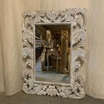 Barok spiegel - houten lijst - wit - 120 x 90 cm -TTM Wonen, Antiek en Kunst, 50 tot 100 cm, 100 tot 150 cm, Rechthoekig, Ophalen of Verzenden