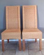 2 rieten stoelen , hoge leuning, houten poten, Huis en Inrichting, Stoelen, Gebruikt, Ophalen
