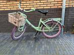 Meisjesfiets 22 inch - Groen/Lila met mandje, Fietsen en Brommers, Fietsen | Meisjes, Ophalen, Gebruikt, Handrem, 22 inch
