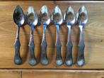 6 verzilverde theelepels biedermeier krulgravure Keltum, Ophalen of Verzenden