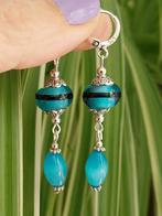 Oorbellen Murano & Cateye kraal, verzilverde oorhaakjes #816, Sieraden, Tassen en Uiterlijk, Oorbellen, Hangers, Nieuw, Glas, Verzenden