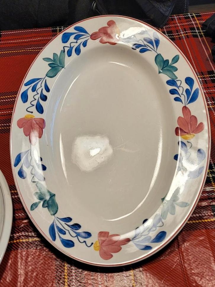 Boerenbont ovale schaal - Regout Maastricht, Huis en Inrichting, Keuken | Servies, Gebruikt, Schaal of Schalen, Boerenbont, Aardewerk