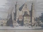 gravure Binnenhof den Haag 1745. Gekleurd, ingelijst 40x33cm, Ophalen of Verzenden