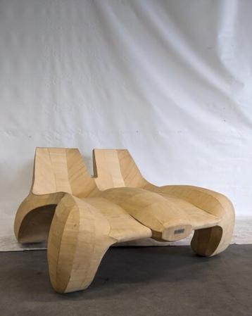 dubbele chaise longue, Max Jungblut, onbehandeld hout beschikbaar voor biedingen