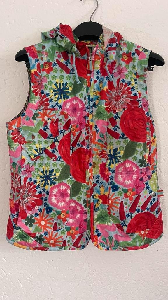 Vintage bodywarmer Oilily maat 38/40, Kleding | Dames, Bodywarmers, Zo goed als nieuw, Maat 38/40 (M), Blauw, Ophalen of Verzenden