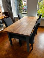 Eettafel met 4 stoelen, 200x90cm, Huis en Inrichting, Tafels | Eettafels, Ophalen, Gebruikt, 200 cm of meer, 50 tot 100 cm