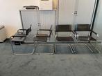 4x vintage eettafel sledestoel in de stijl van Mart Stam, Huis en Inrichting, Stoelen, Ophalen, Gebruikt, Zwart, Metaal