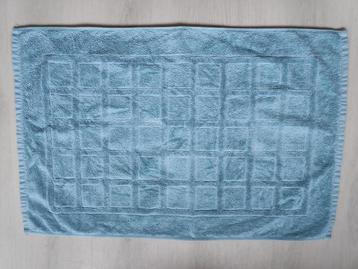 badmat lichtblauw rechthoekig met ingeweven hokjespatroon