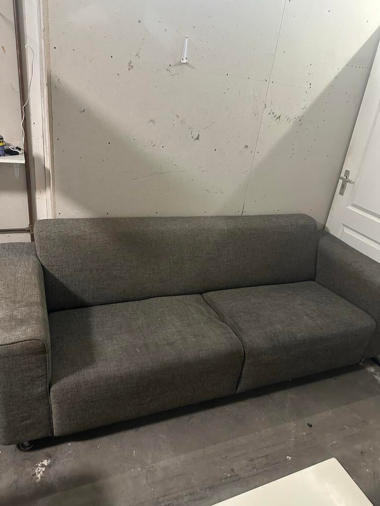 Grijze stoffen bank, Gebruikt, 75 tot 100 cm, Ophalen of Verzenden, Rechte bank