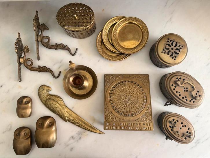 Messing koperen woonaccessoires bakjes doosjes beeldjes, Antiek en Kunst, Antiek | Koper en Brons, Koper, Ophalen of Verzenden