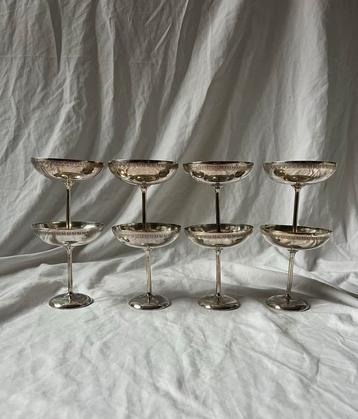 Vintage Franse ijscoupes verzilverd metaal set van 8 beschikbaar voor biedingen