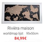 ** RIVIÈRA MAISON LIJST ( worldmap) ** 95x50cm, Ophalen of Verzenden, Hout, 75 tot 100 cm, 50 tot 75 cm