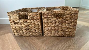 2 x Rieten Mand “Jaap” (Leen Bakker) - 34x29x25 beschikbaar voor biedingen
