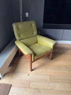 Vintage fauteuil - groene bekleding, Huis en Inrichting, Fauteuils, Ophalen, Gebruikt, Minder dan 75 cm, 50 tot 75 cm