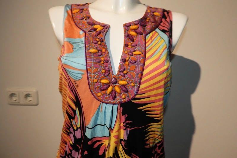 Hale Bob stretch top Ibiza print kralen halslijn mt S, Overige kleuren, Verzenden, Zo goed als nieuw, Hale Bob