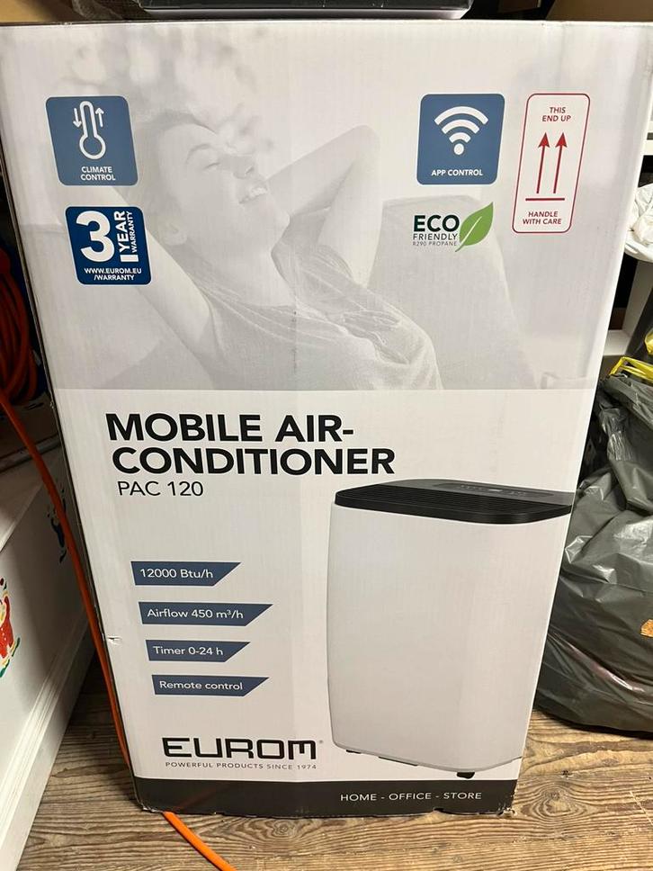 Mobiele Airco pac 120, Witgoed en Apparatuur, Airco's, Zo goed als nieuw, Mobiele airco, 60 tot 100 m³, 3 snelheden of meer, Koelen en Ontvochtigen