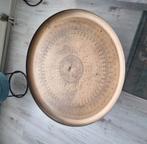 Grote Koperen Dienbladtafel – Handgemaakt – 80 cm, Huis en Inrichting, Tafels | Salontafels, Ophalen, Gebruikt, 50 tot 100 cm