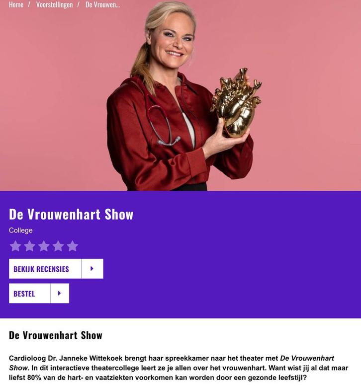 De Vrouwenhart Show - Janneke Wittekoek Drachten 12-11-25, Tickets en Kaartjes, Theater | Overige, Twee personen