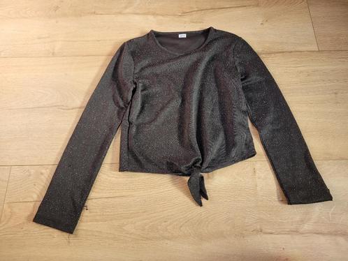 Zwart topje met zilveren glitter maat 146/152 ~ TH2024, Kinderen en Baby's, Kinderkleding | Maat 146, Gebruikt, Meisje, Shirt of Longsleeve