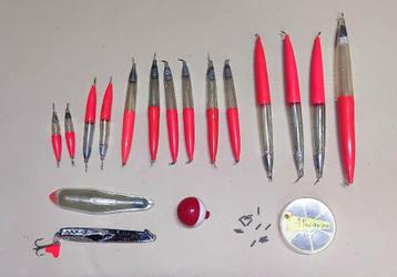 Partij 14x Buldo Lange Dobbers + Lood + Dobber + Albatros beschikbaar voor biedingen
