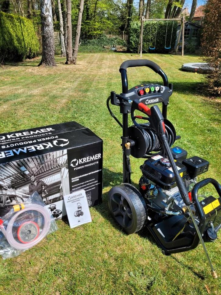 Kremer KR-170B benzine hogedrukreiniger NIEUW!, Tuin en Terras, Hogedrukreinigers, Nieuw, Benzine, Met regelbare waterdruk, Met autostop en -start