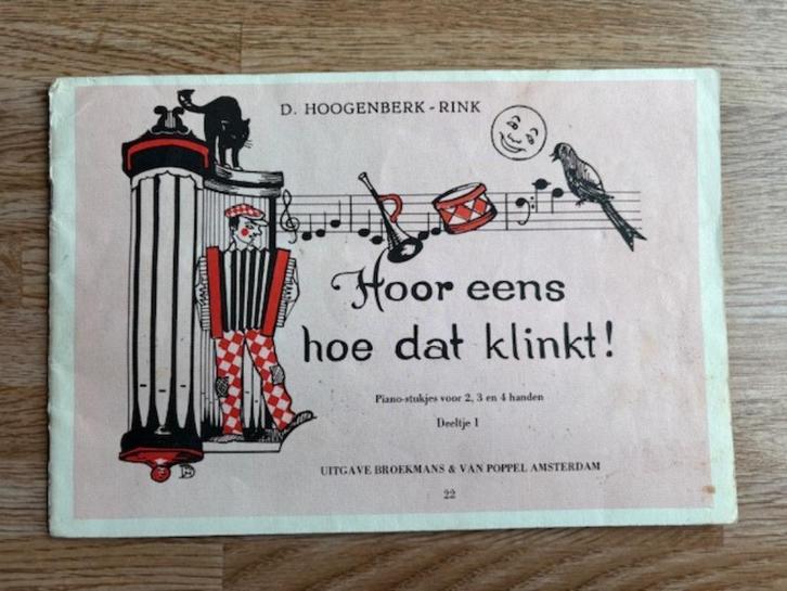 Hoor eens hoe dat klinkt 1/ pianoles voor kinderen /jaren 50, Muziek en Instrumenten, Bladmuziek, Zo goed als nieuw, Les of Cursus