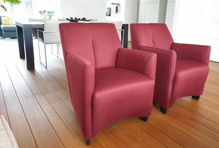 2 bordeaux rode Leolux Galathea fauteuils, Huis en Inrichting, Stoelen, Zo goed als nieuw, Twee, Stof, Rood, Ophalen of Verzenden