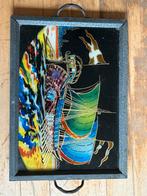 Hout dienblad met schilderij achter glas, Ophalen of Verzenden, Hout
