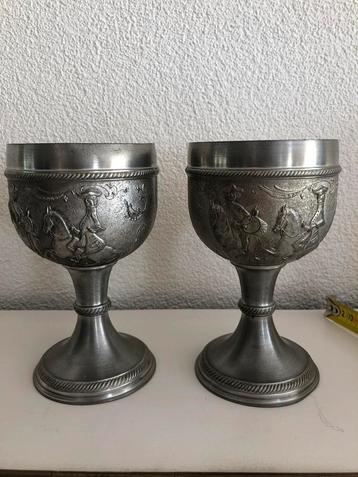 2 stuks tinnen drinkkelken – SKS Design (92% tin) beschikbaar voor biedingen